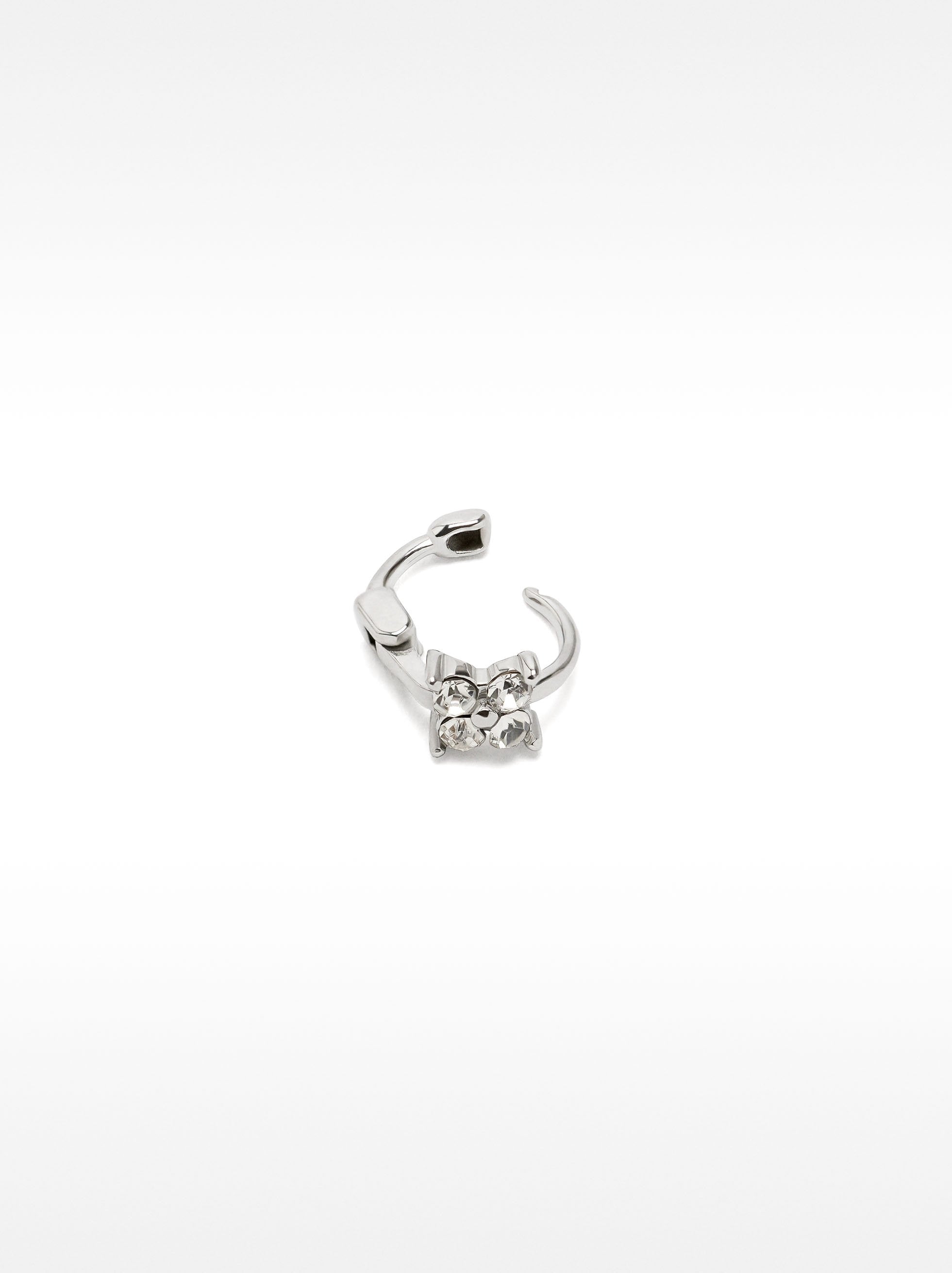 Piercing De Oreja Con Flor Y Cristales – Acero Inoxidable
