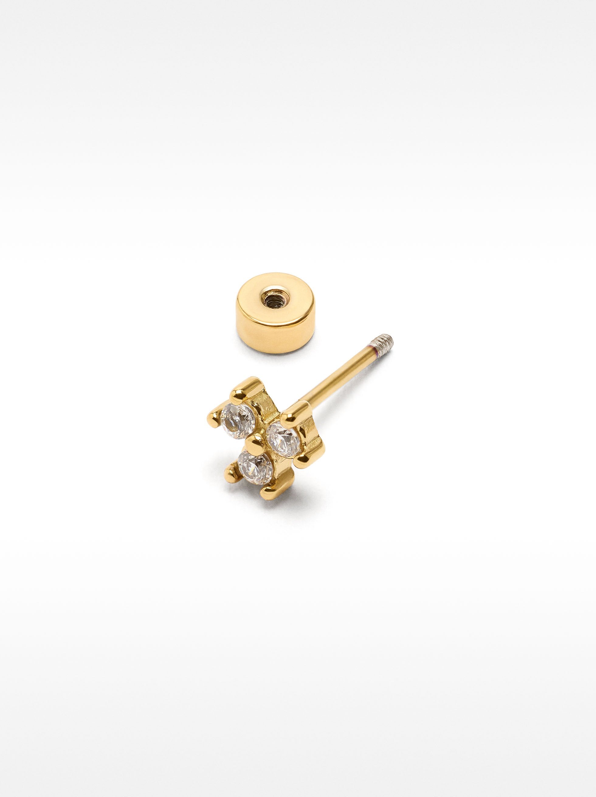 Piercing De Oreja Con Cristales – Acero Inoxidable