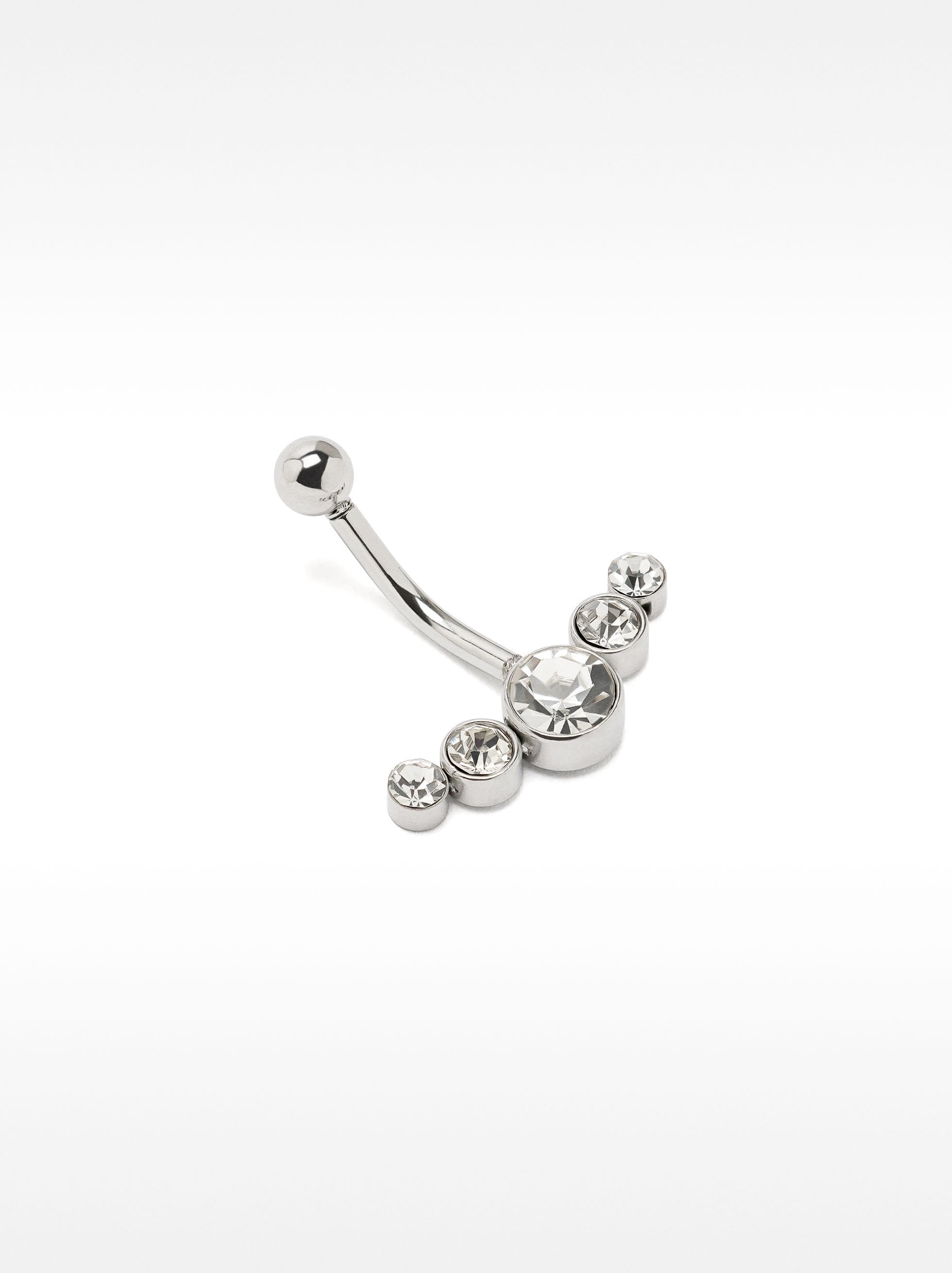 Piercing De Ombligo Con Círculos De Cristal – Acero Inoxidable