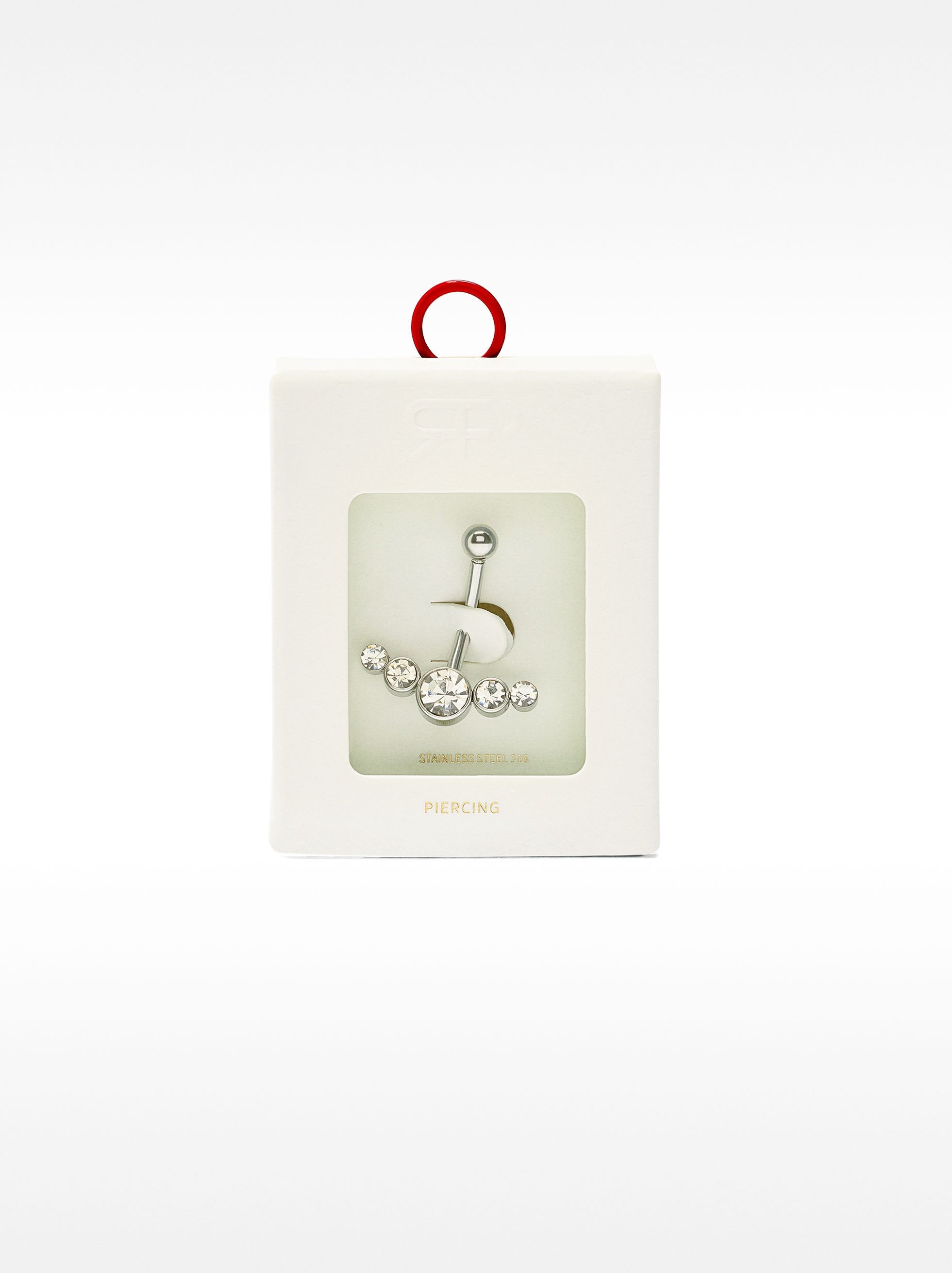 Piercing De Ombligo Con Círculos De Cristal – Acero Inoxidable