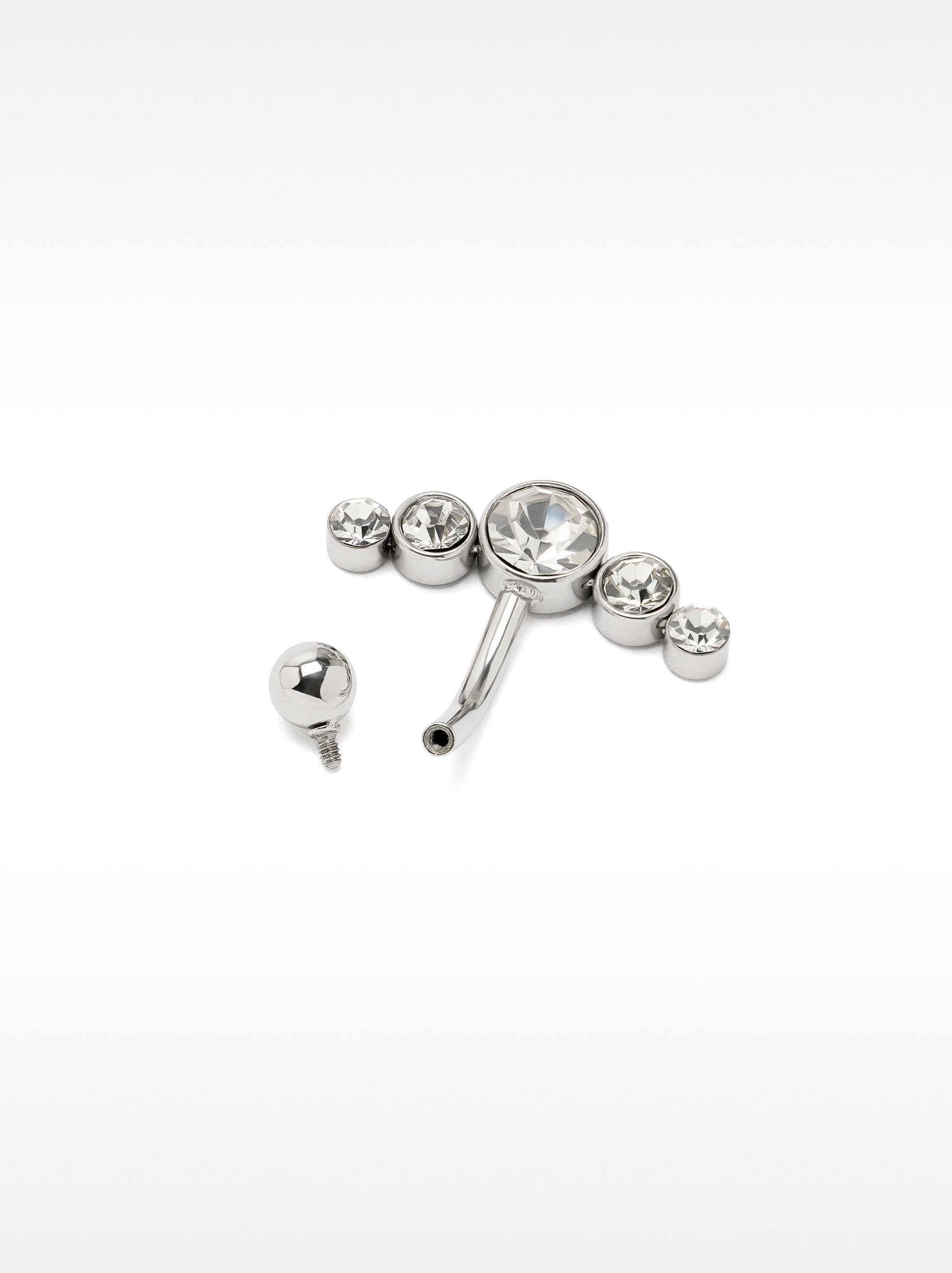 Piercing De Ombligo Con Círculos De Cristal – Acero Inoxidable
