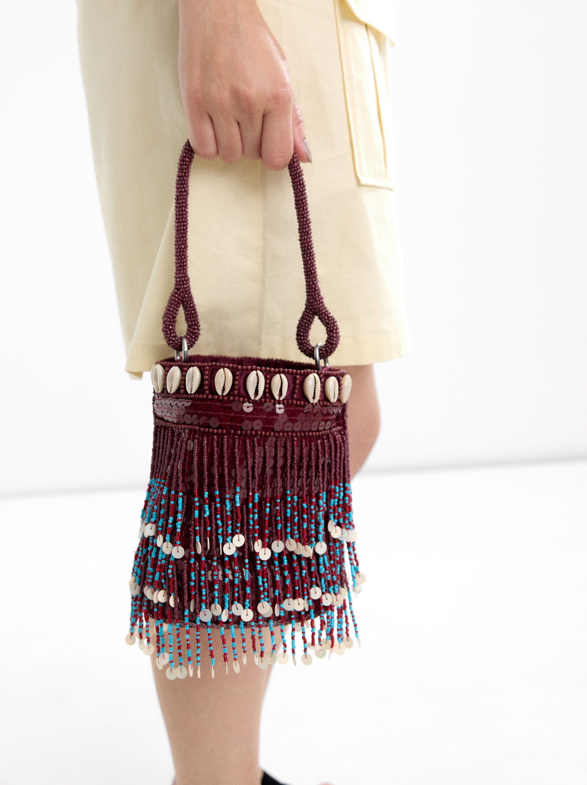 Bolso De Fiesta De Abalorios Con Conchas