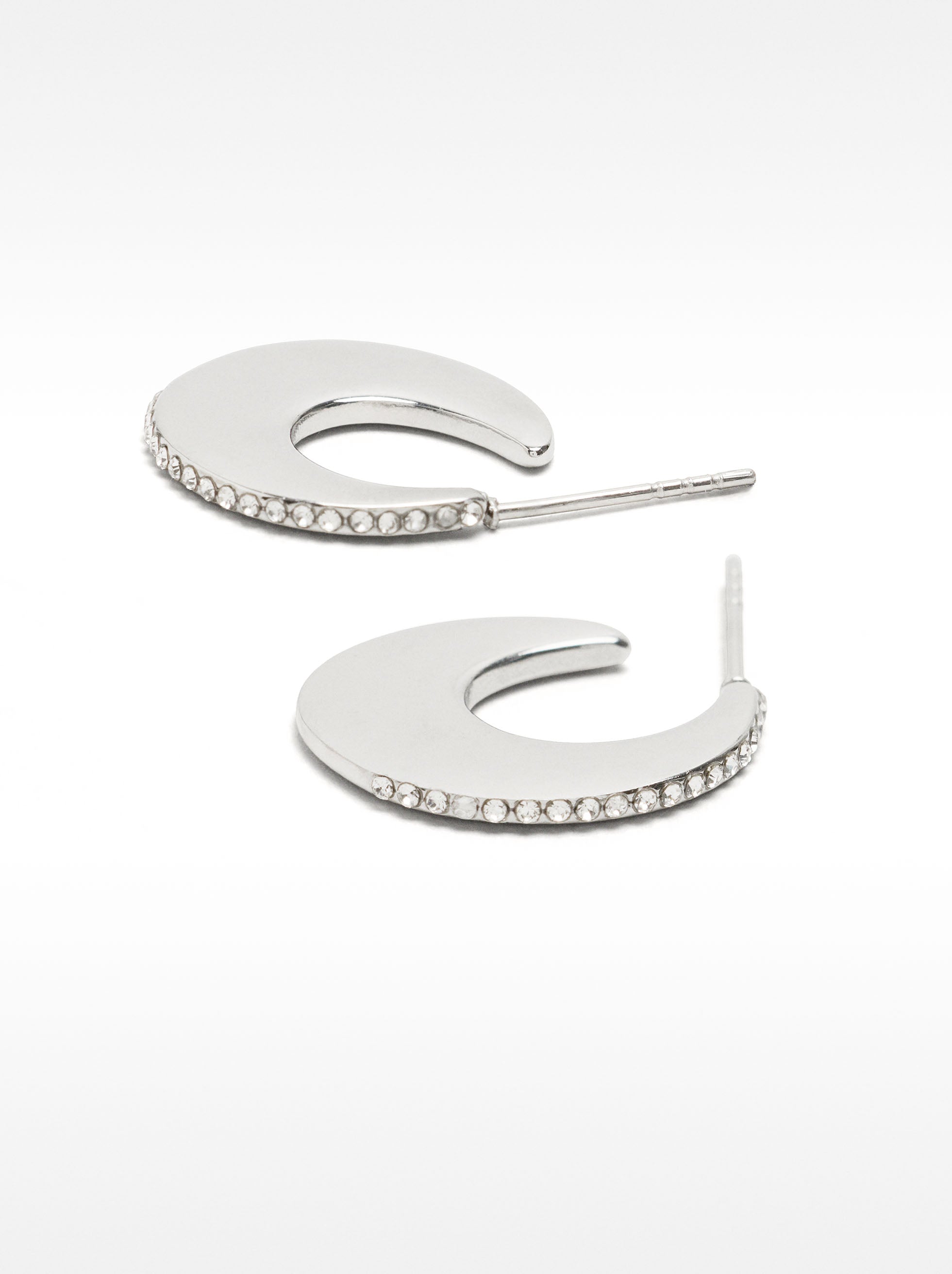 Pendientes Redondos Con Cristales - Acero Inoxidable