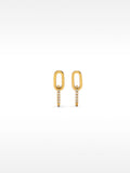 Pendientes De Eslabones Con Cristales - Acero Inoxidable