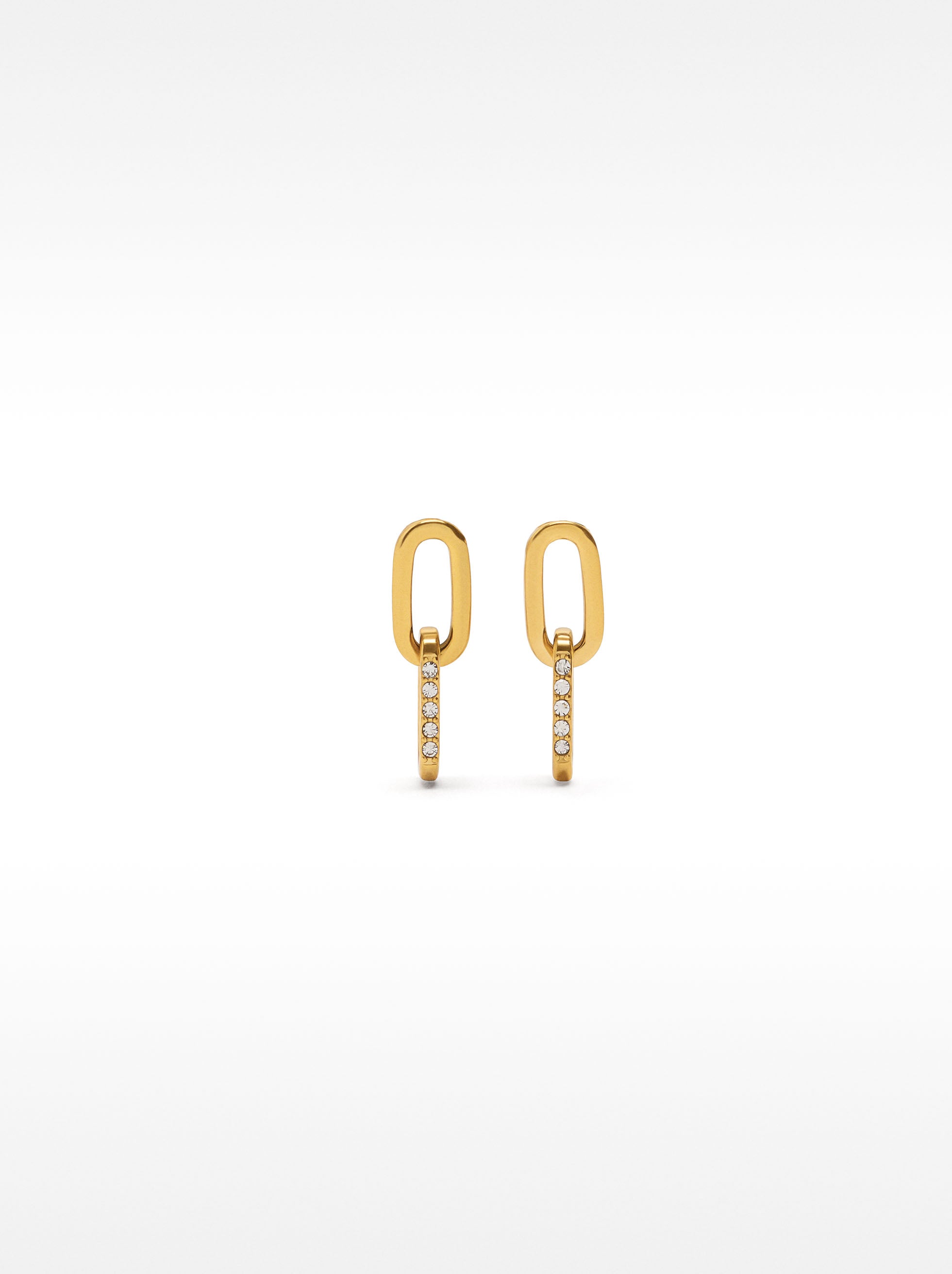 Pendientes De Eslabones Con Cristales - Acero Inoxidable