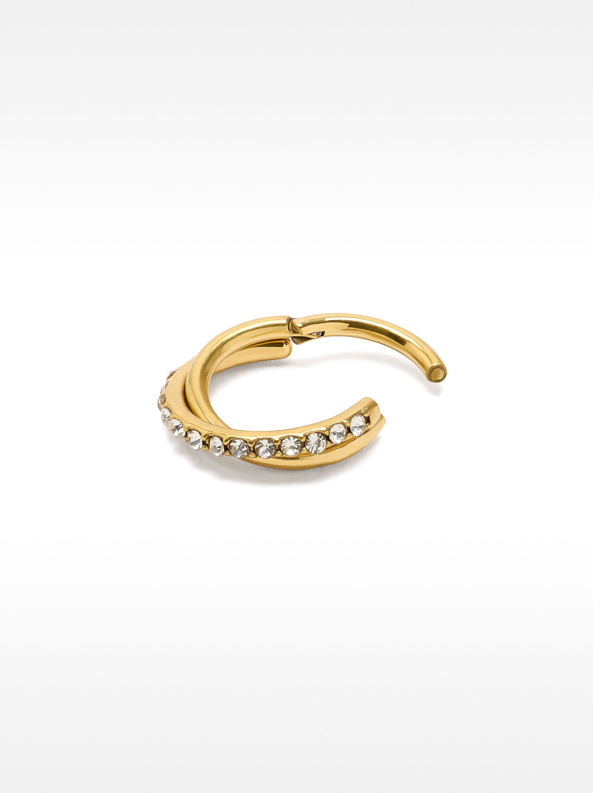 Piercing De Oreja De Efecto Doble Con Cristales – Acero Inoxidable