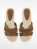 Sandalias Planas De Piel Con Tiras Cruzadas