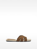 Sandalias Planas De Piel Con Tiras Cruzadas
