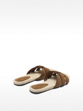 Sandalias Planas De Piel Con Tiras Cruzadas