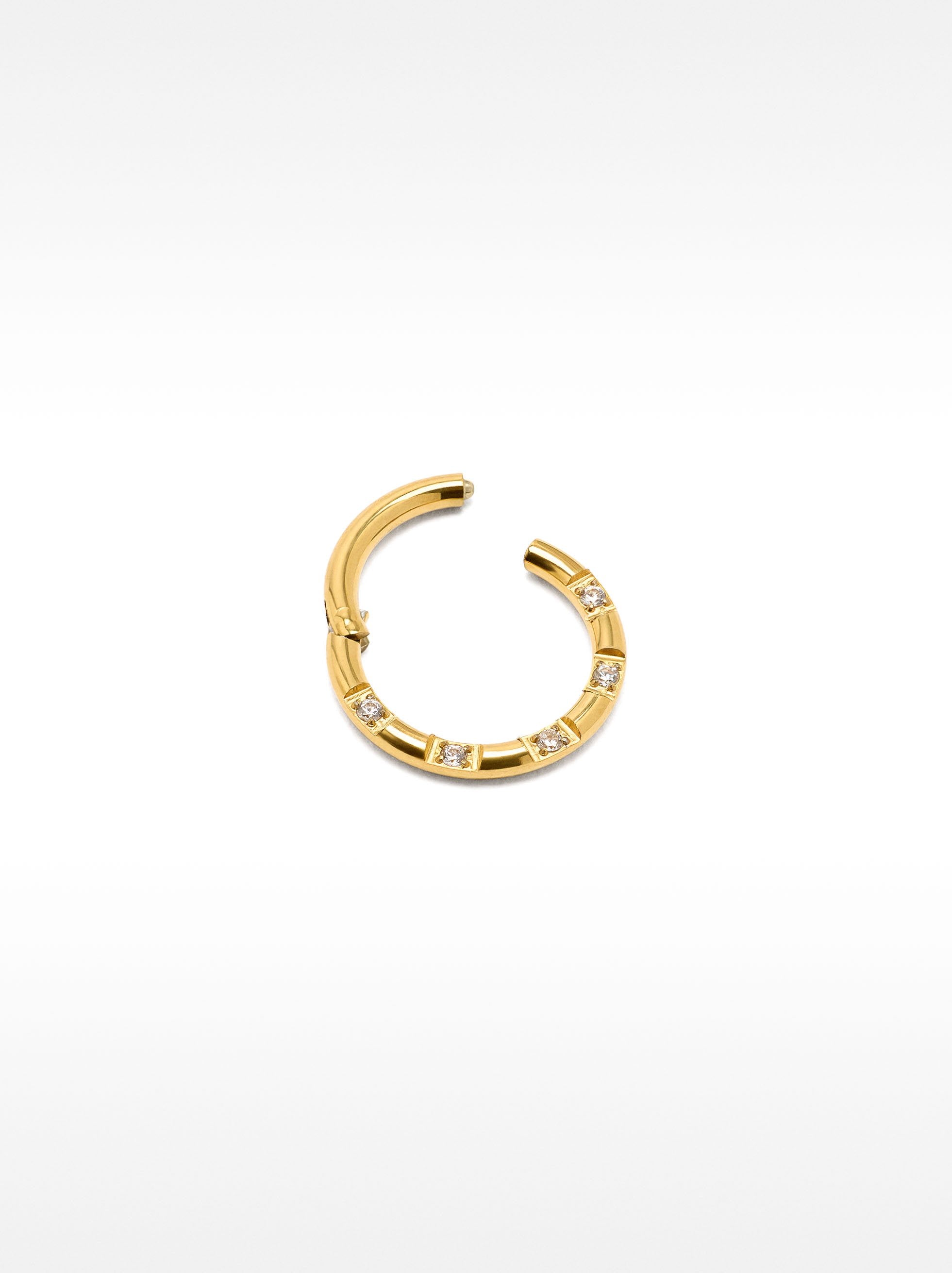 Piercing De Oreja Tipo Aro Con Cristales – Acero Inoxidable