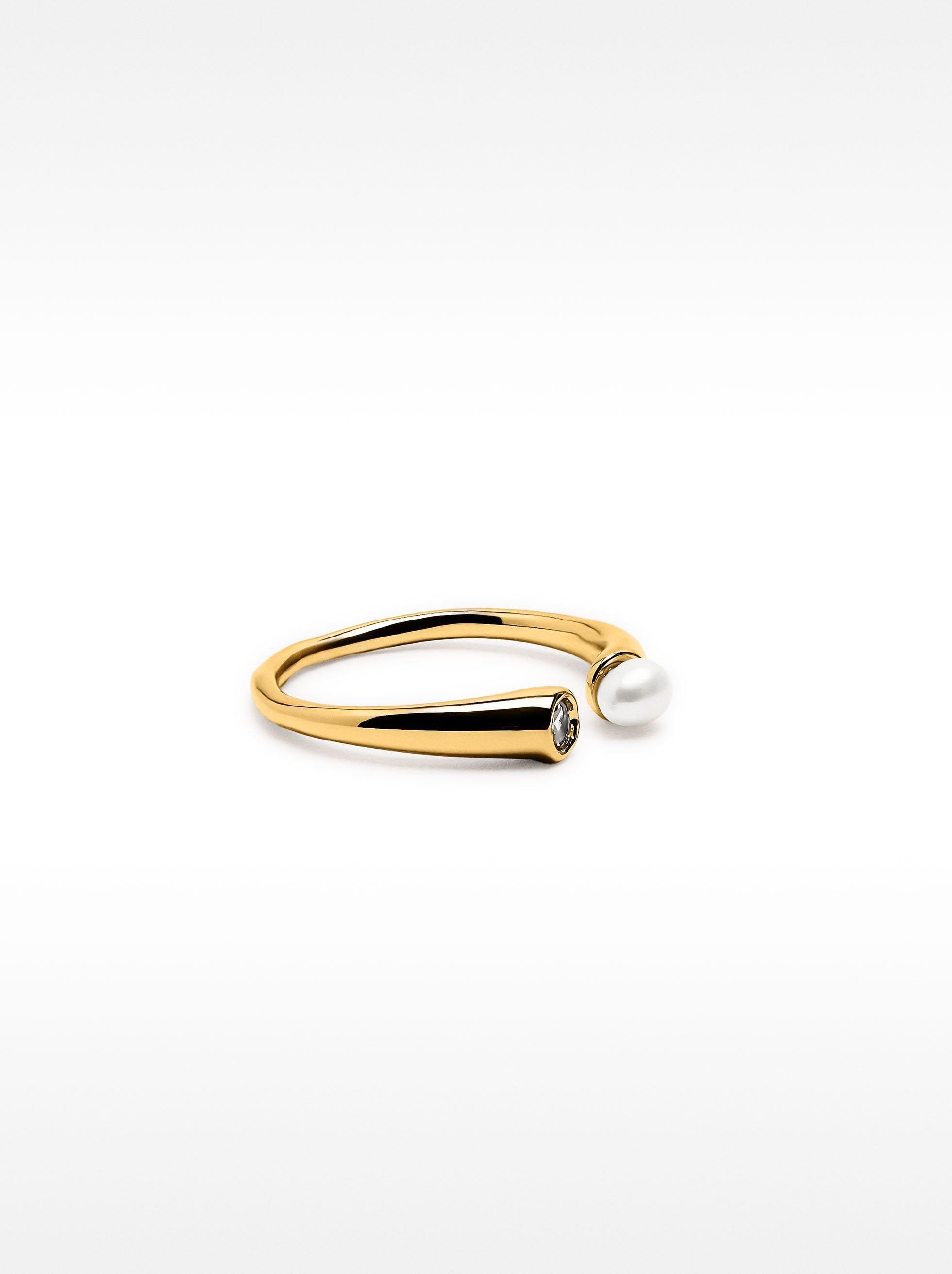 Anillo Abierto Con Perla De Agua Dulce