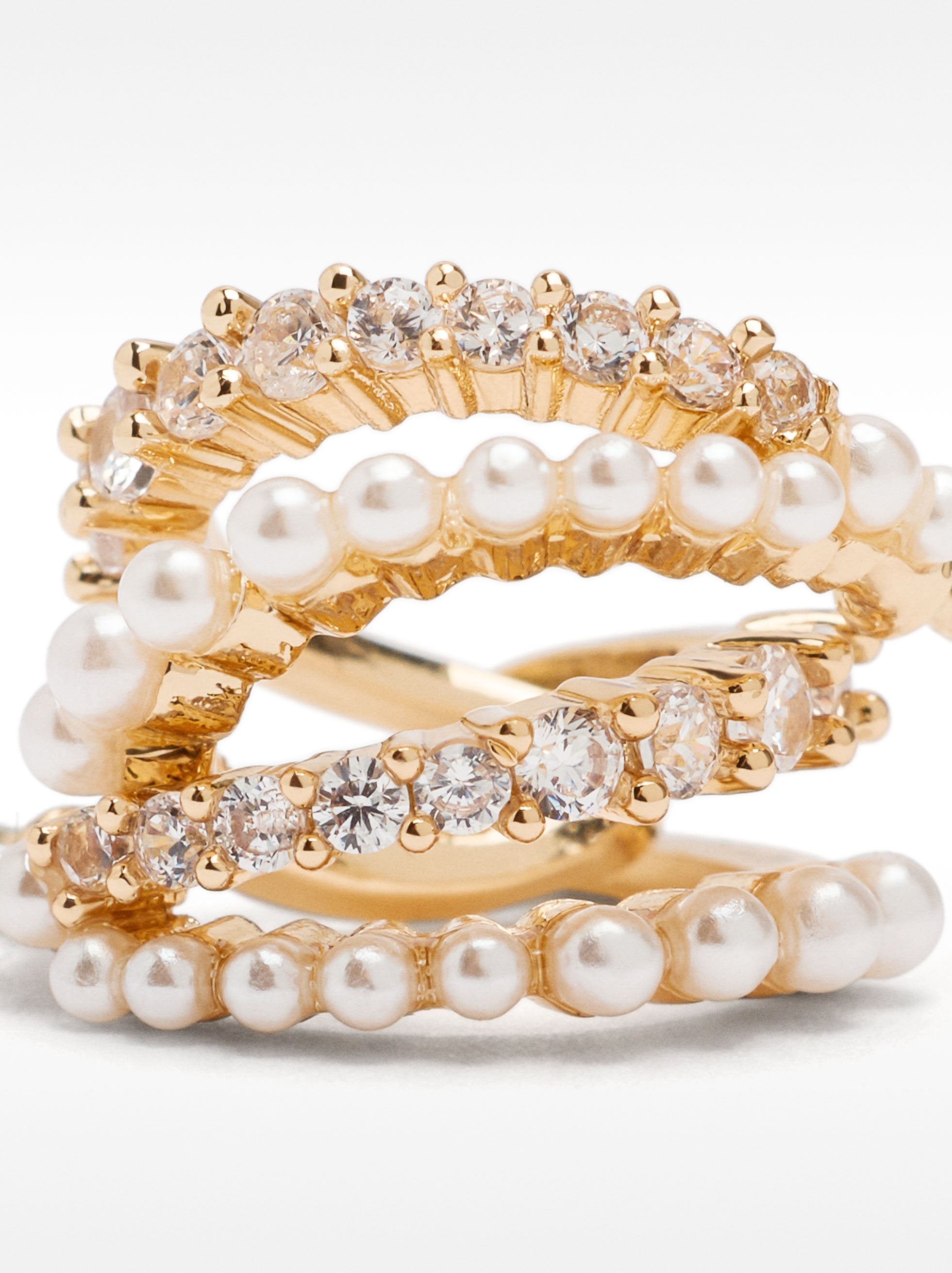 Aros Con Efecto Doble Y Circonitas