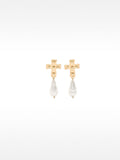 Pendientes Cruz Con Piedras Y Perlas