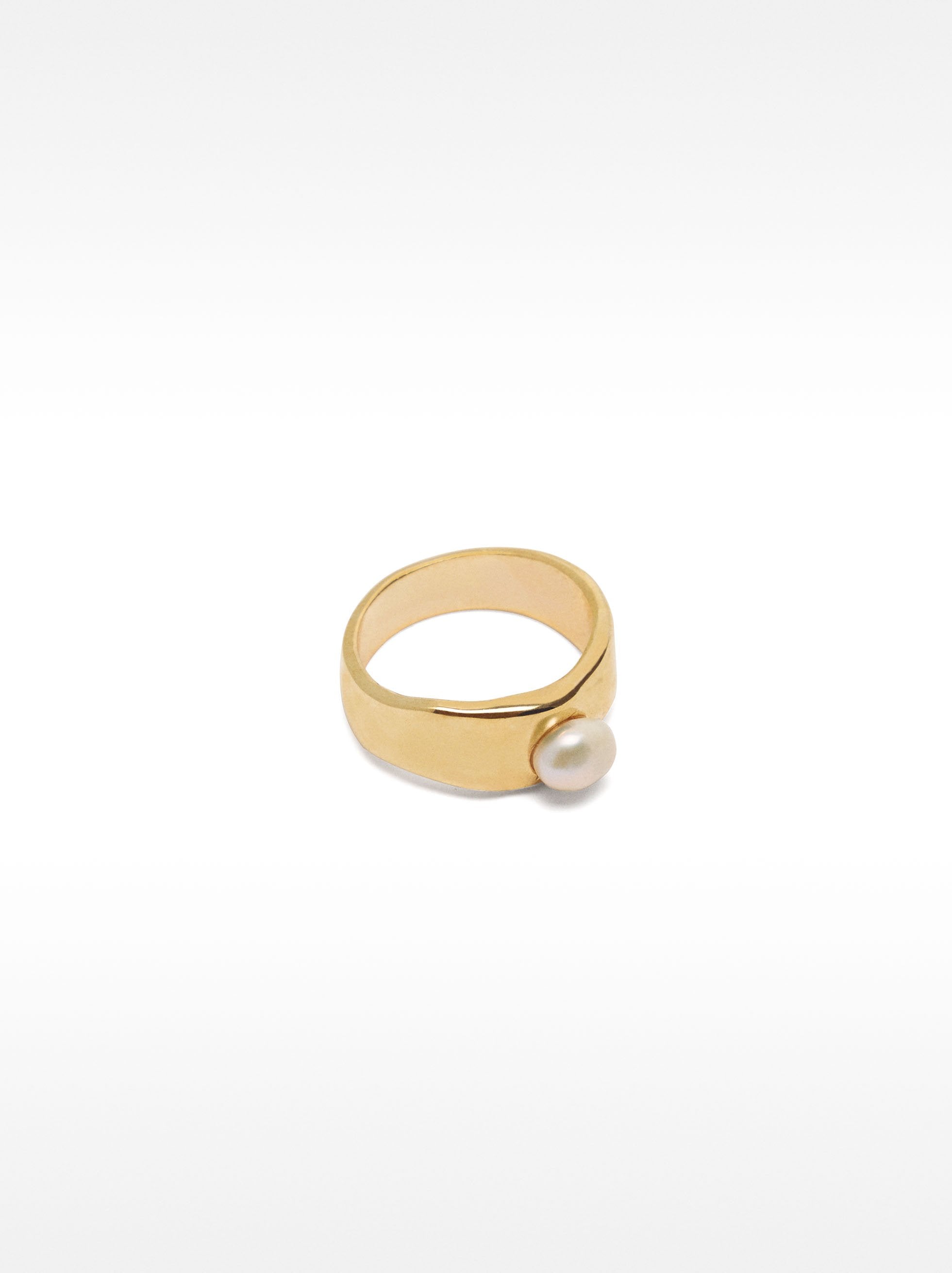 Anillo Irregular Con Perla De Agua Dulce