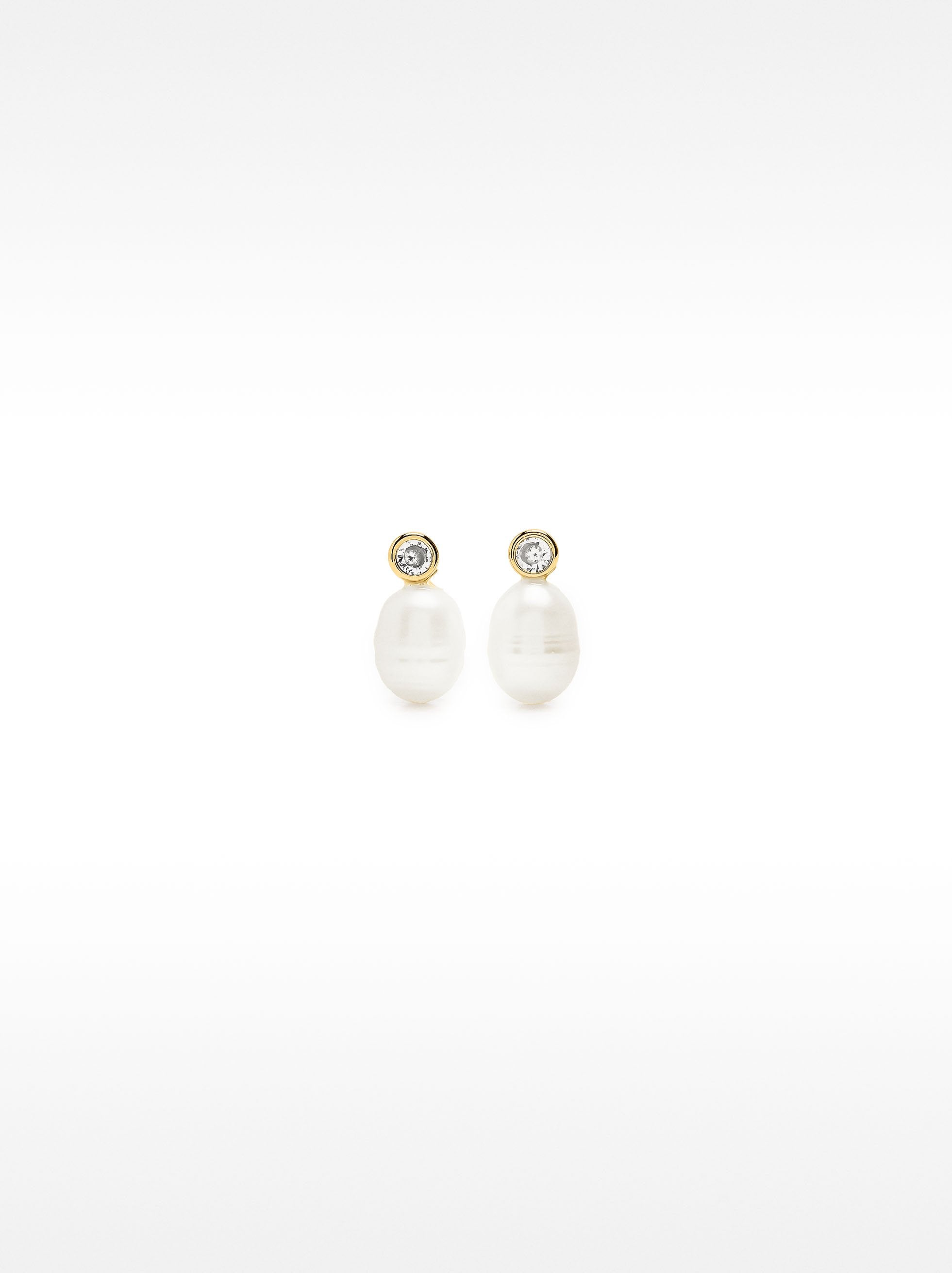 Pendientes Cortos Con Perla De Agua Dulce