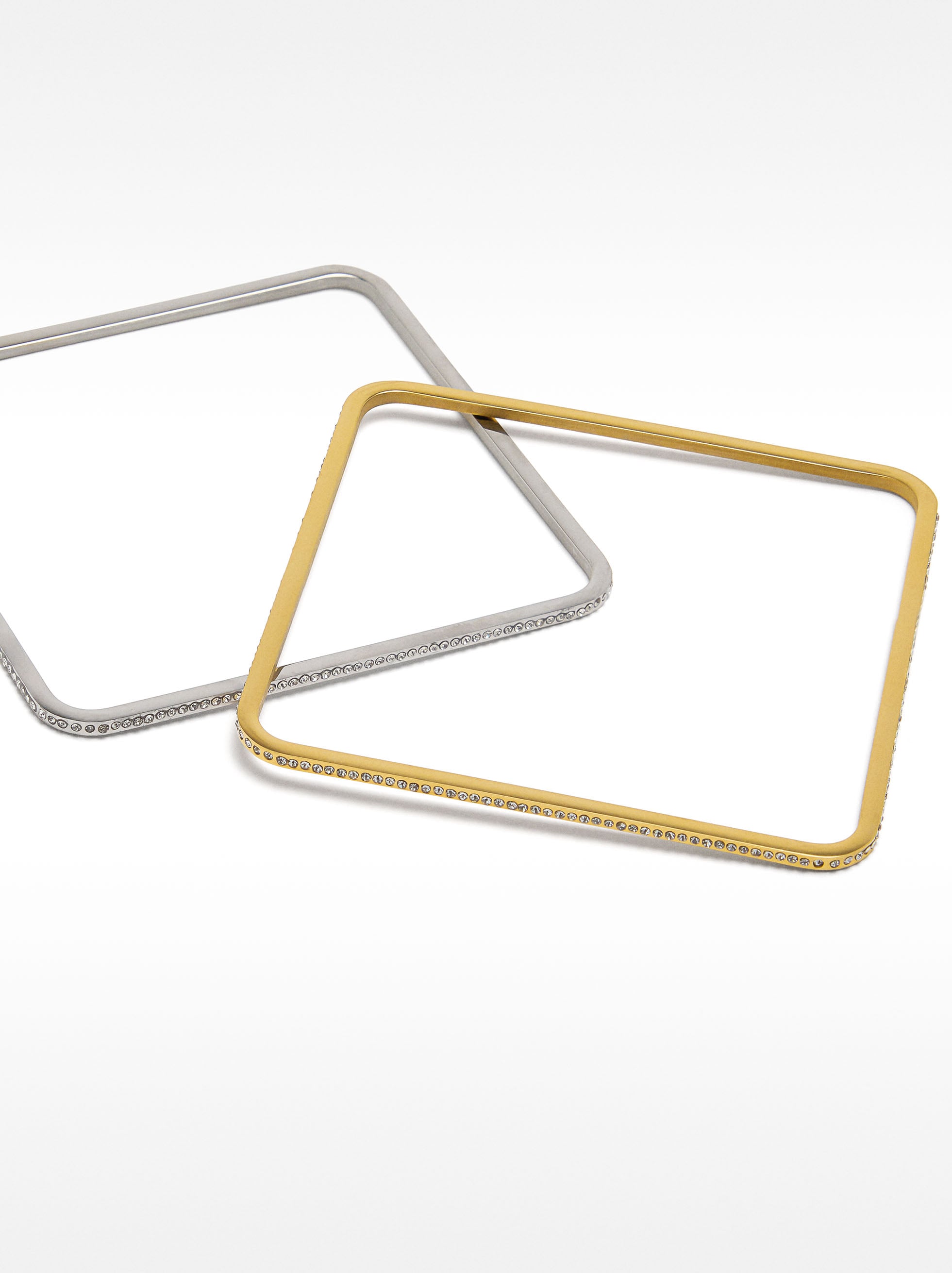 Set De Pulseras Cuadradas Cristales - Acero Inoxidable