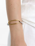 Pulsera Bicolor Con Detalle Ovalado - Acero Inoxidable