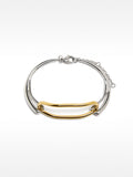 Pulsera Bicolor Con Detalle Ovalado - Acero Inoxidable