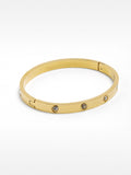 Pulsera Rígida Con Cristales - Acero Inoxidable