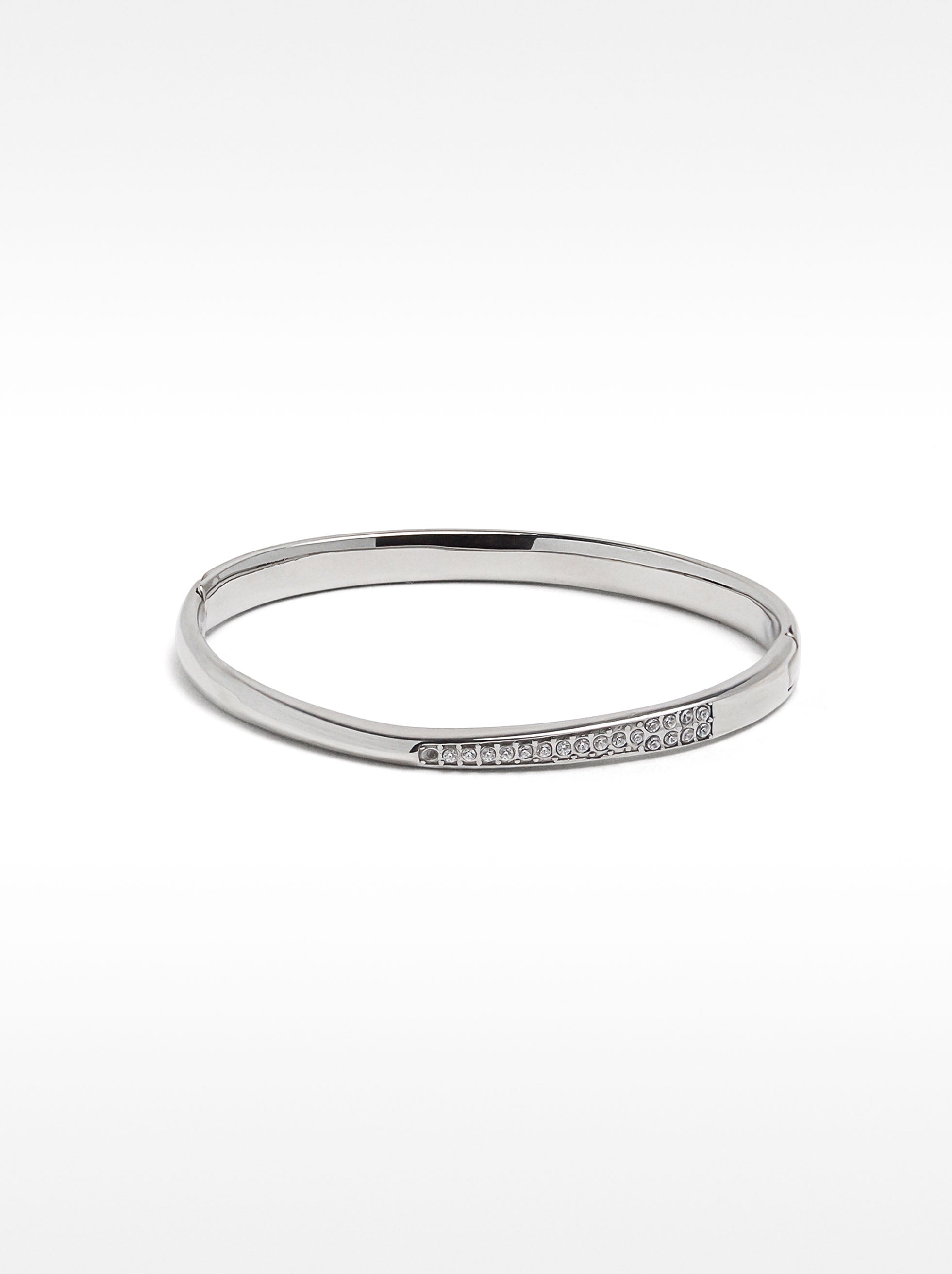 Pulsera Rígida Con Cristales - Acero Inoxidable