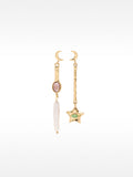 Pendientes Largos Con Perlas De Agua Dulce Y Piedras