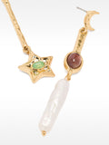 Pendientes Largos Con Perlas De Agua Dulce Y Piedras