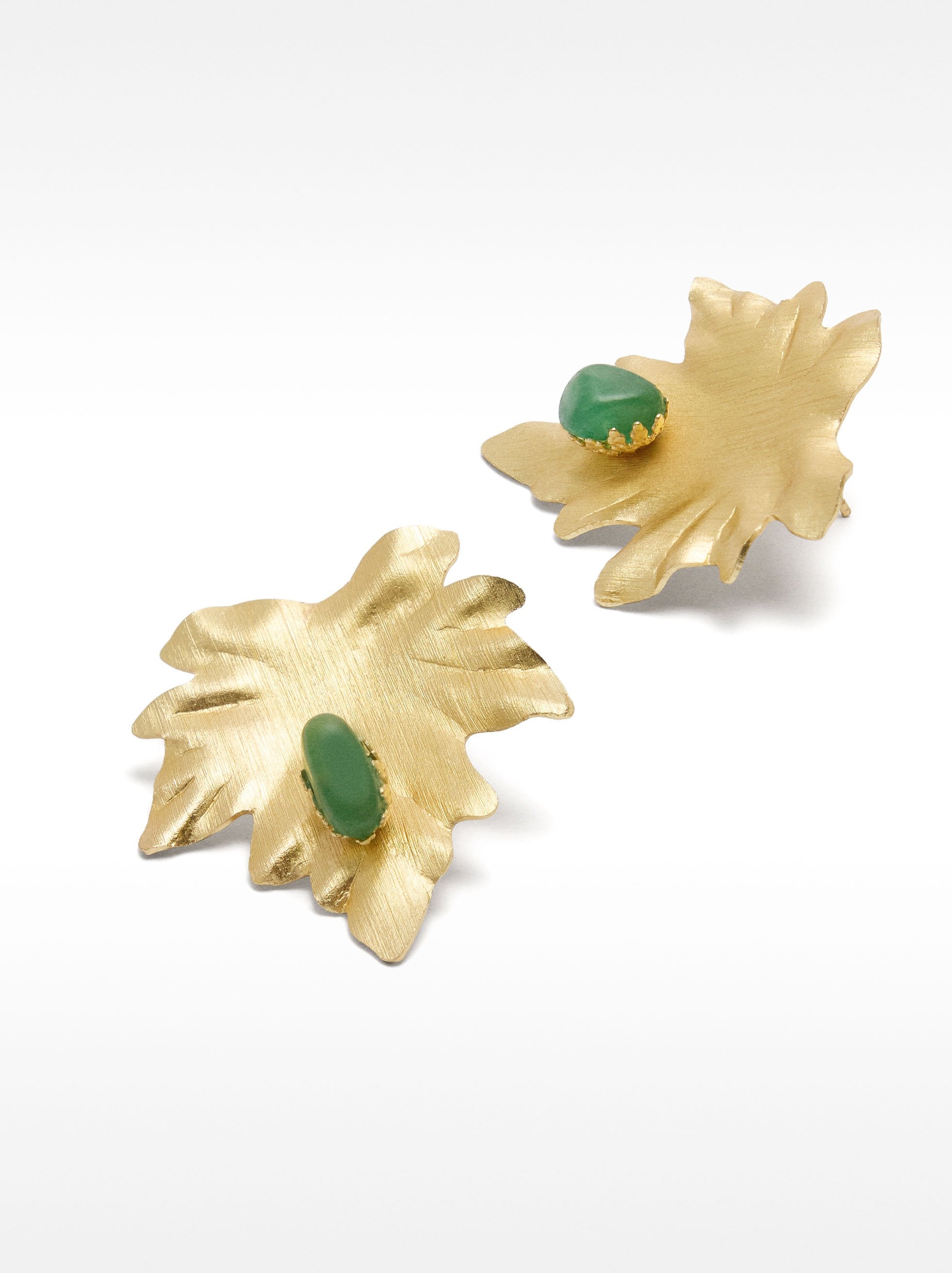 Pendientes Hoja Con Piedra