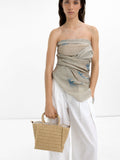 Bolso Tote Efecto Rafia Con Bandolera
