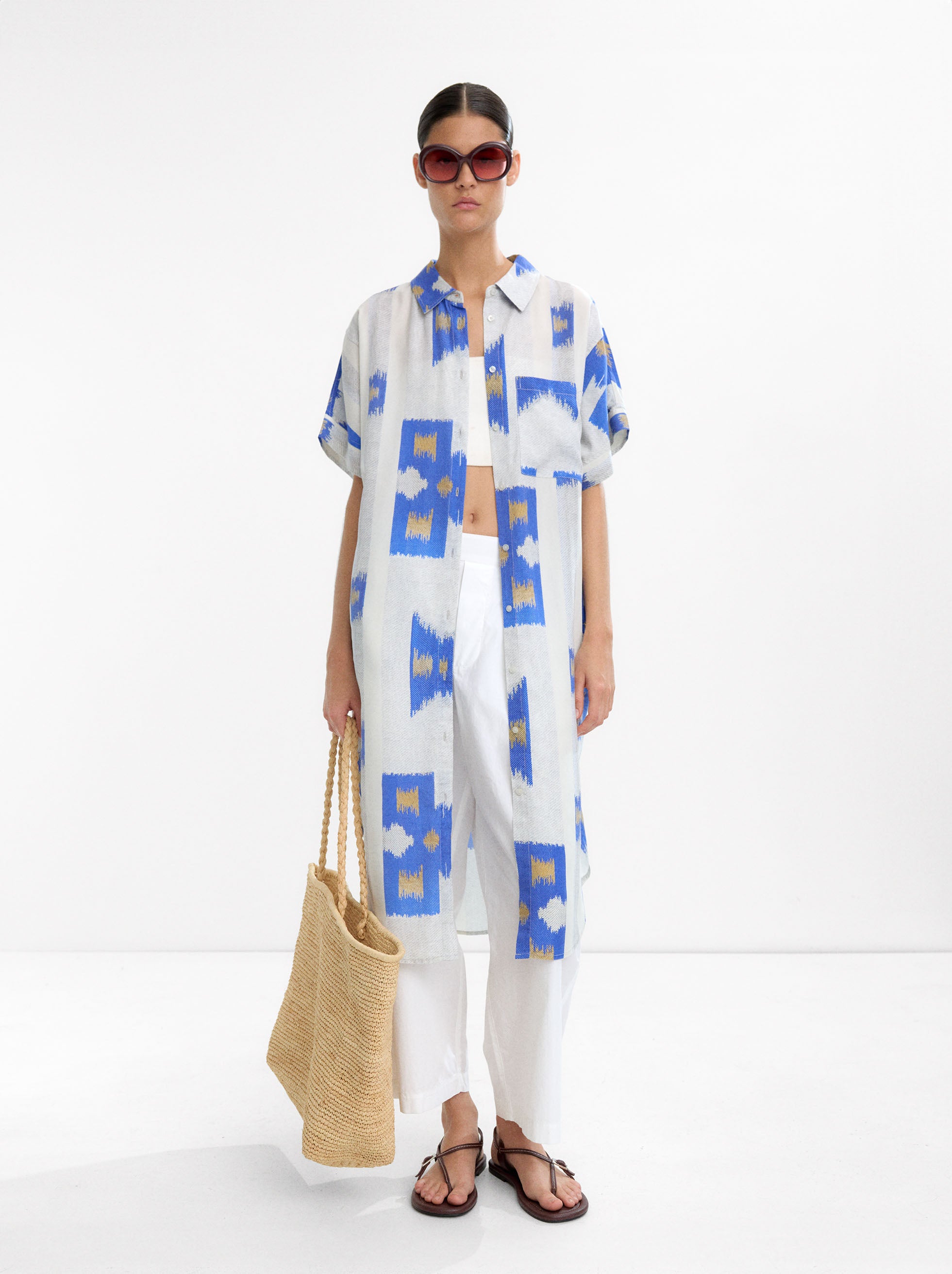 Vestido Camisero Estampado 100% Lyocell