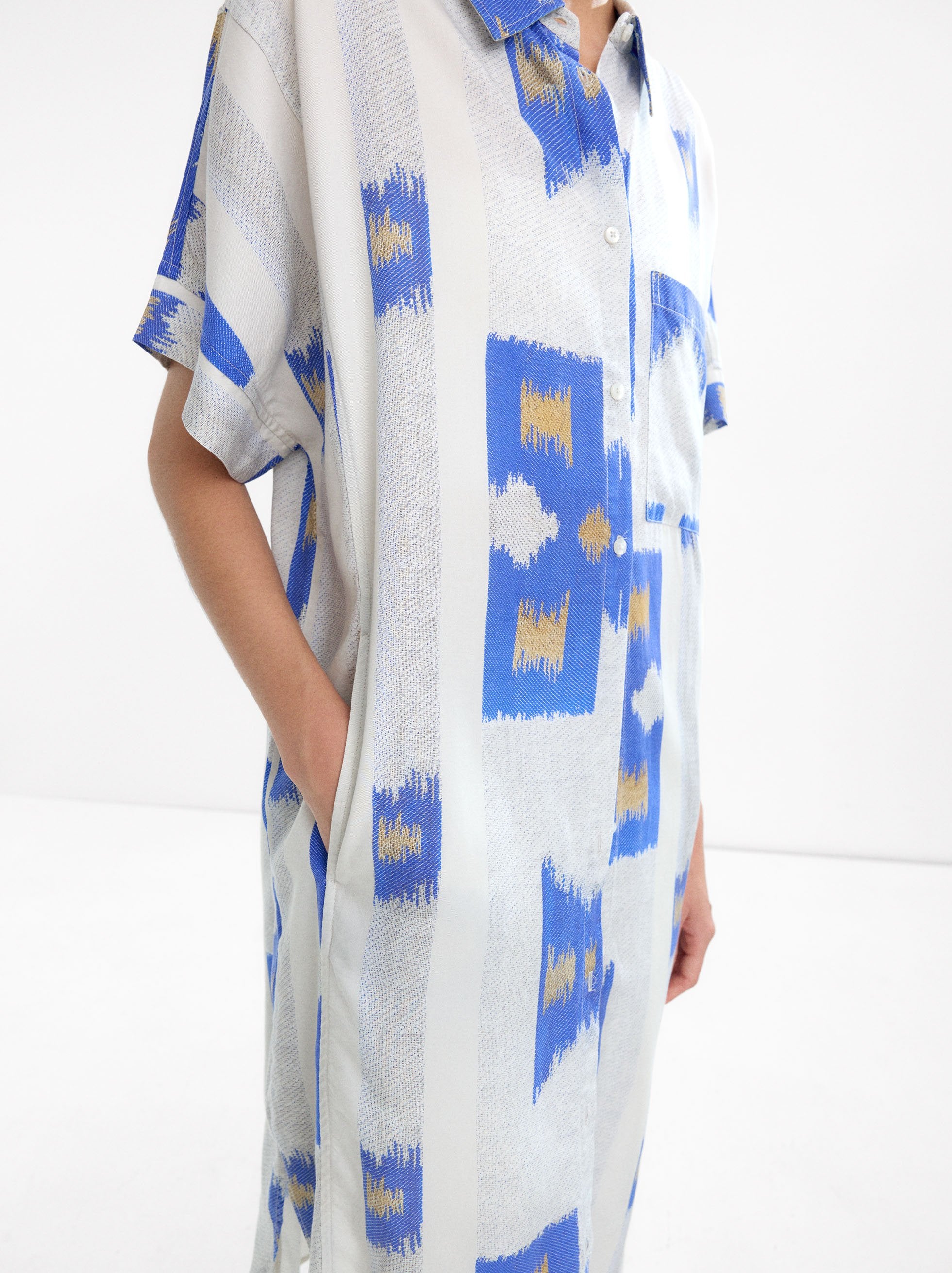 Vestido Camisero Estampado 100% Lyocell