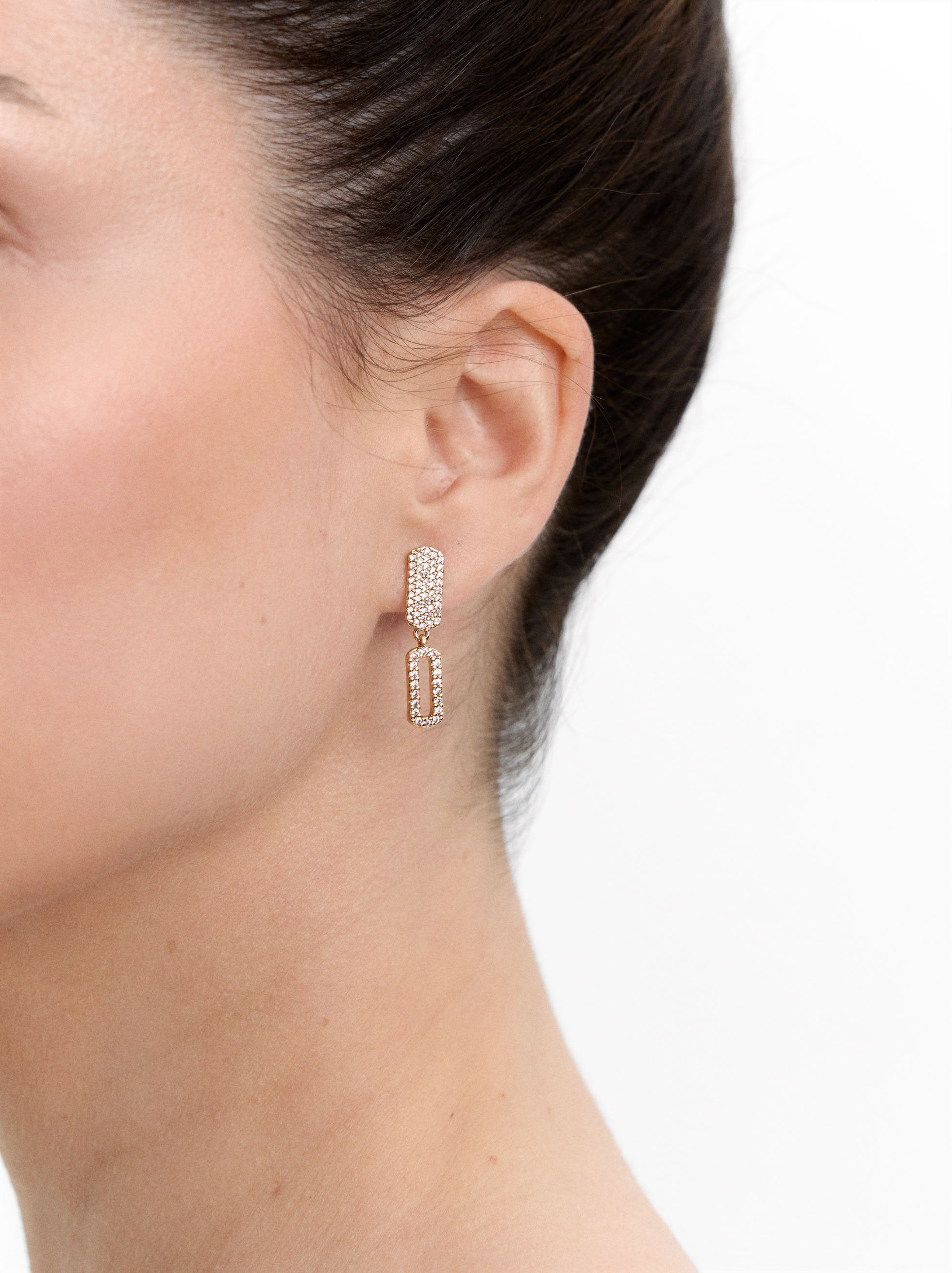 Pendientes Largos Rectangulares Con Circonitas