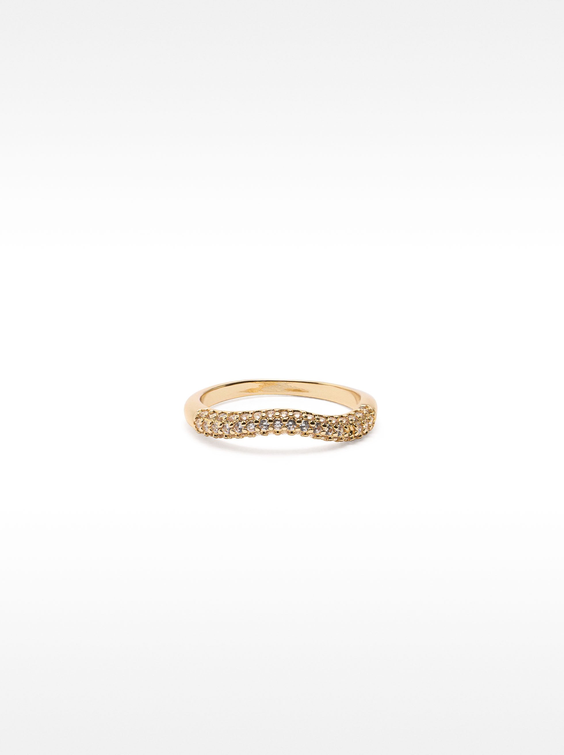 Anillo Ondulado Con Circonitas