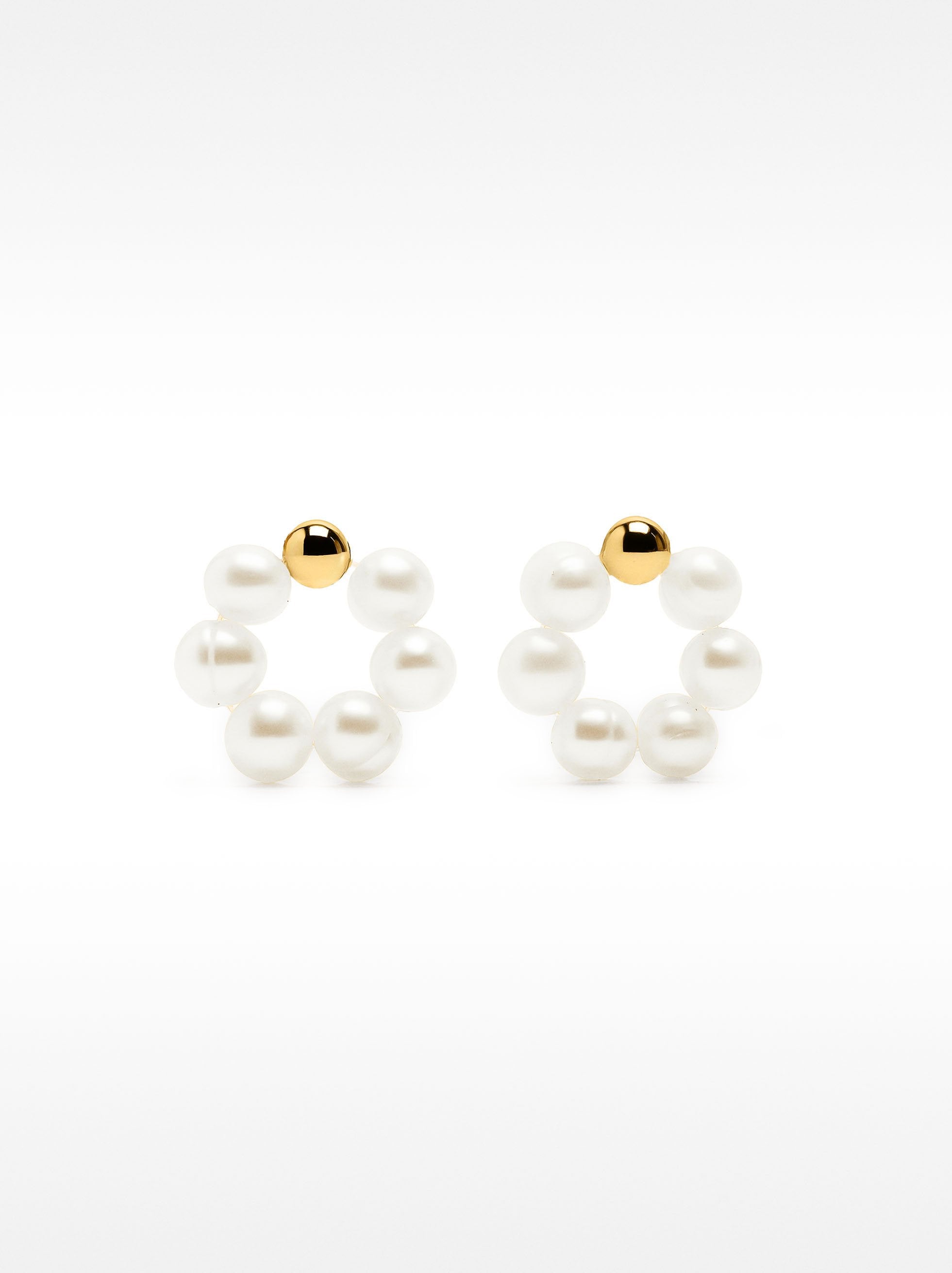 Pendientes Redondos Con Perlas De Agua Dulce