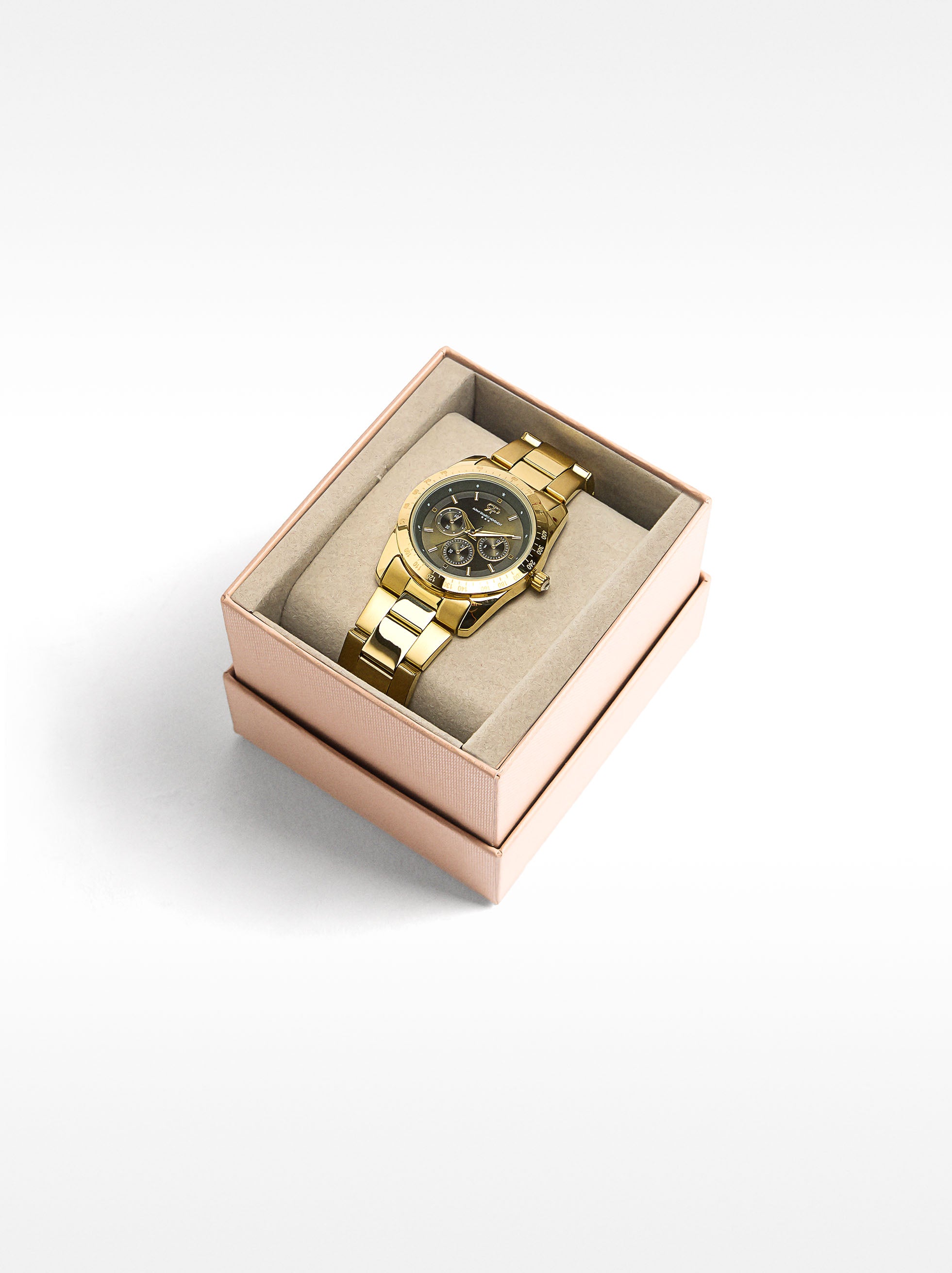 Reloj Dorado Com Pulsera De Acero Inoxidable