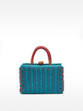 Cesta Tote Rectangular De Efecto Rafia