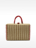 Cesta Tote Rectangular De Efecto Rafia