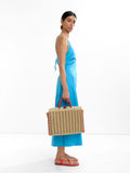 Cesta Tote Rectangular De Efecto Rafia