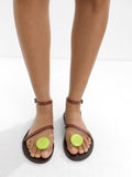 Sandalias Planas De Piel Con Adorno