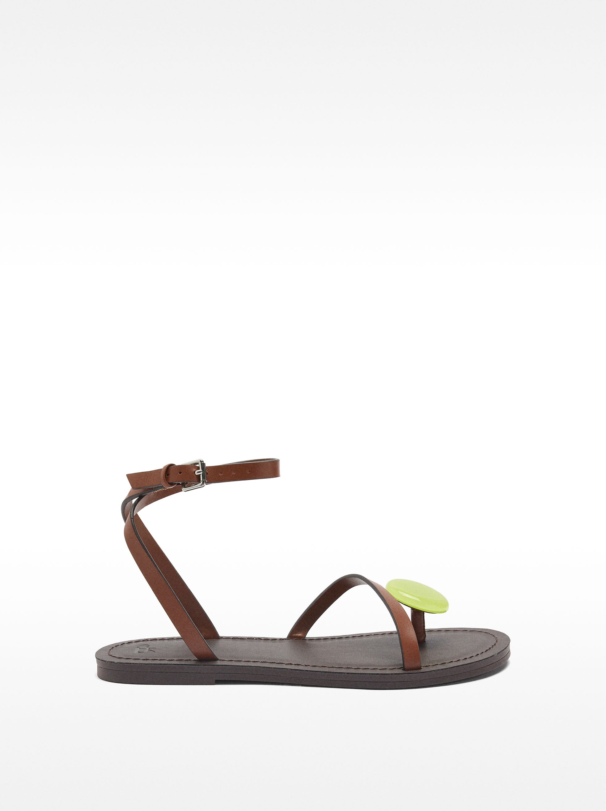 Sandalias Planas De Piel Con Adorno