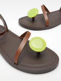 Sandalias Planas De Piel Con Adorno