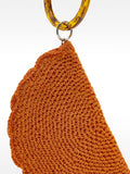 Bolso De Mano Ovalado Con Efecto Rafia