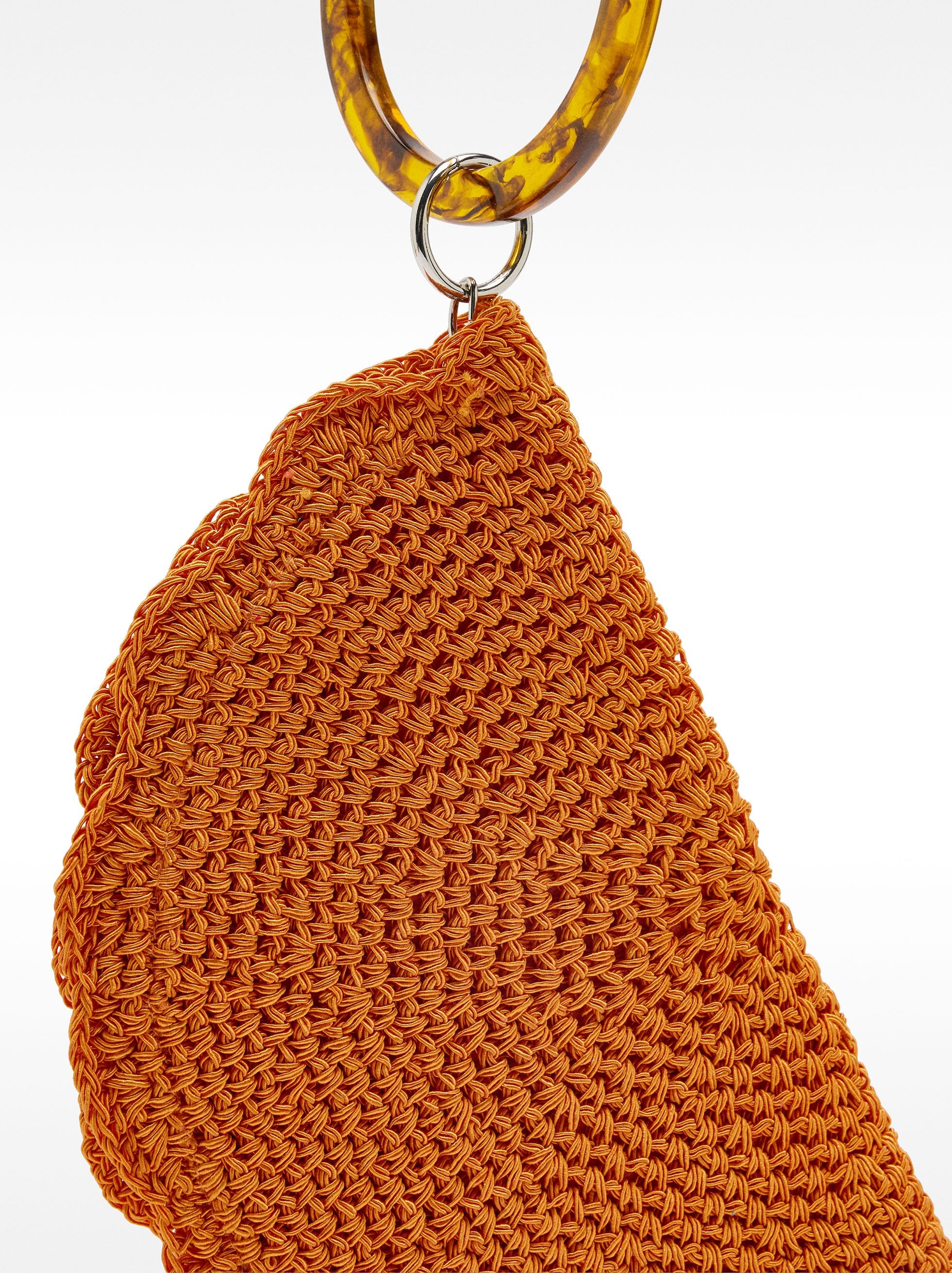 Bolso De Mano Ovalado Con Efecto Rafia
