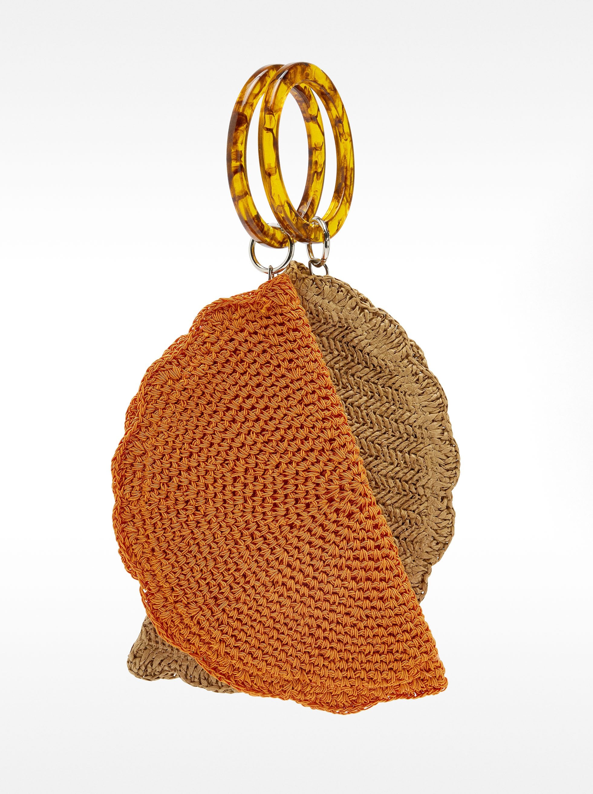 Bolso De Mano Ovalado Con Efecto Rafia