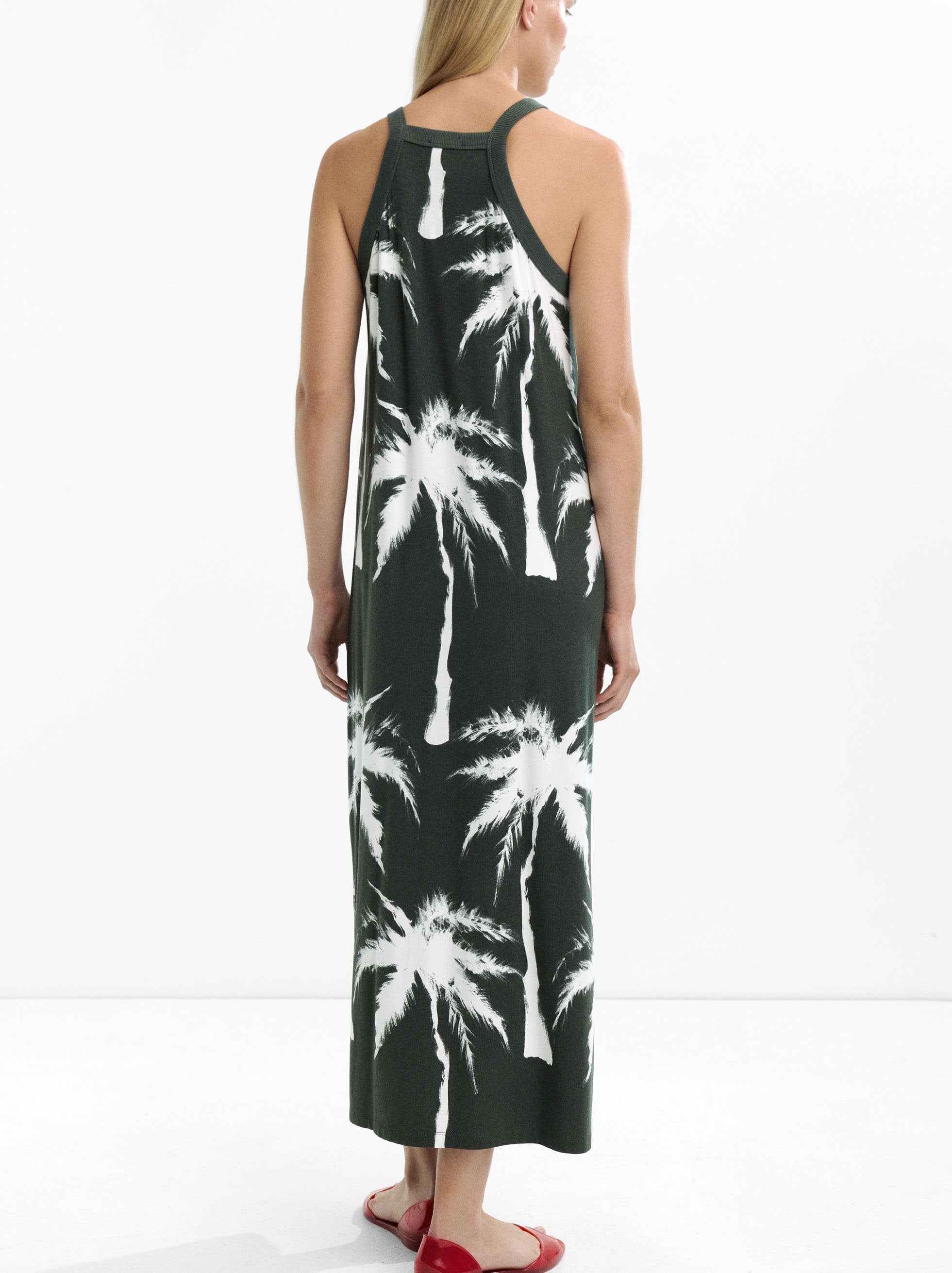 Vestido Largo Con Estampado De Palmeras