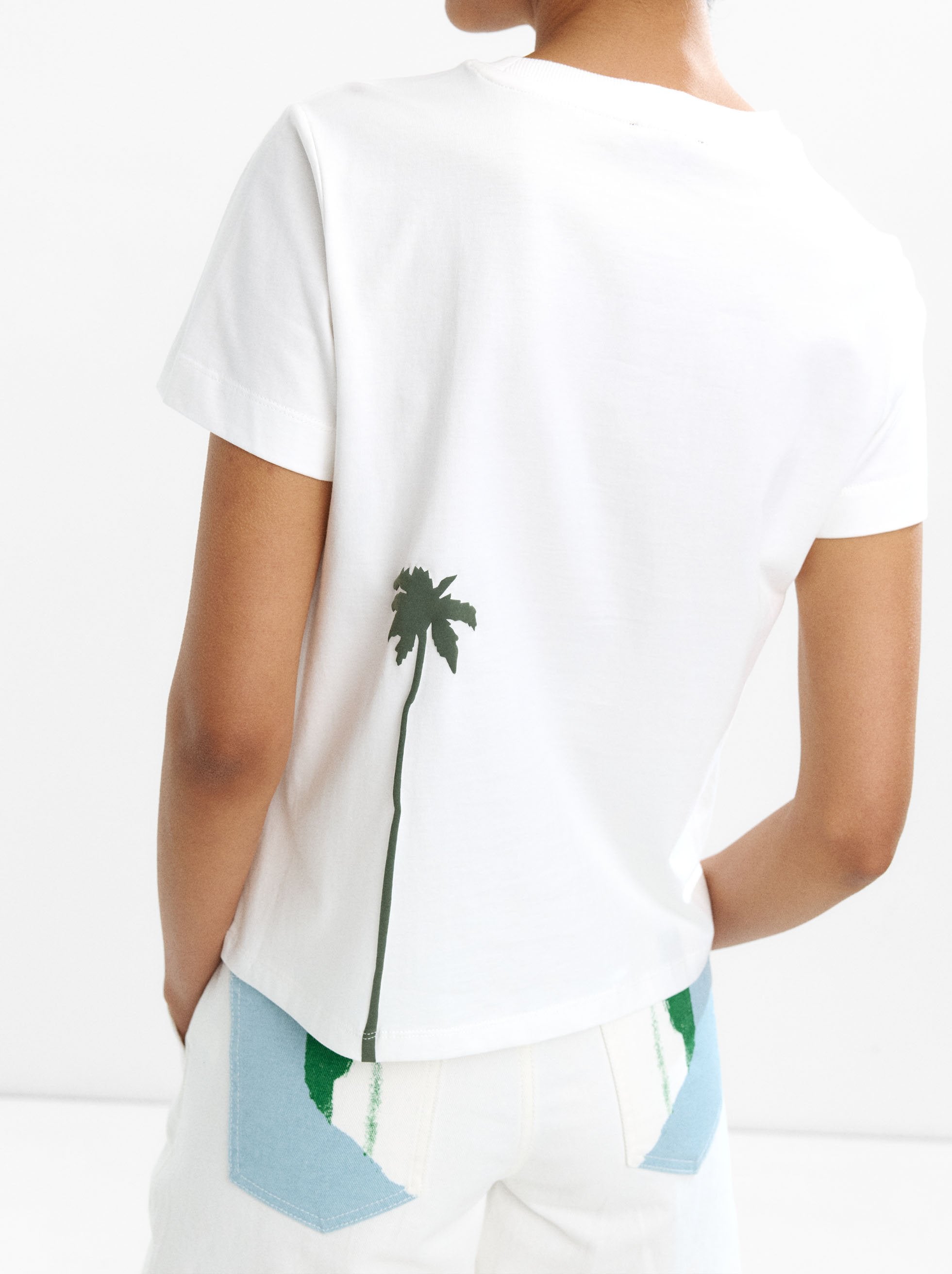 Camiseta 100% Algodón Estampado De Palmeras