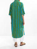 Vestido Camisero A Rayas Mezcla De Lino