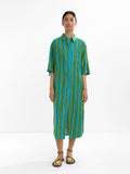 Vestido Camisero A Rayas Mezcla De Lino