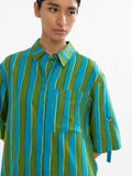 Vestido Camisero A Rayas Mezcla De Lino