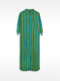Vestido Camisero A Rayas Mezcla De Lino