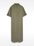 Vestido Camisero A Rayas Mezcla De Lino